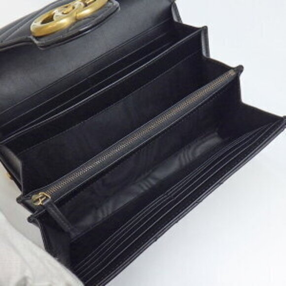 Gucci GG Marmont Chain Wallet Shoulder Bag Black Chevron Quilted - Picture 5 of 10